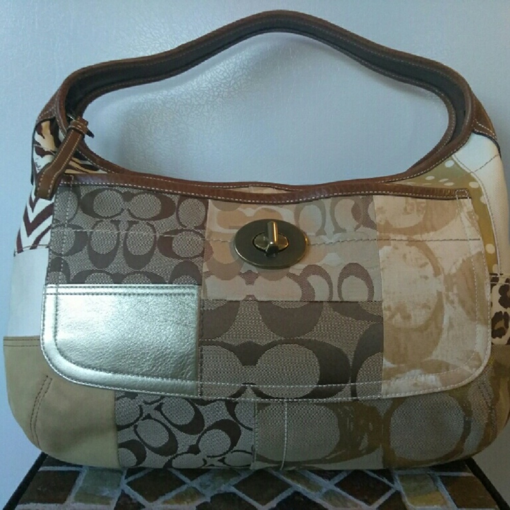 COACH Canvas & Leather Patchwork Handbag